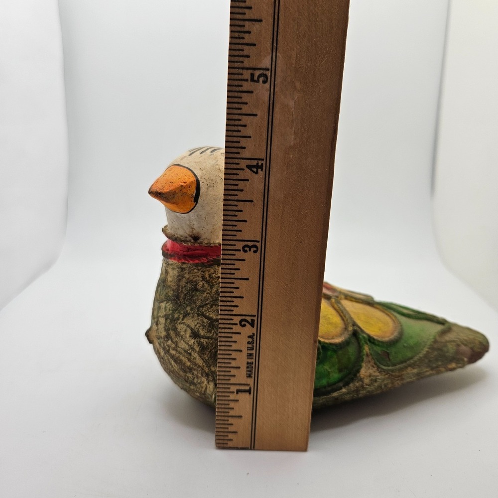 Vintage Folk Art Bird‎ Figurine Hand Painted Clay Pottery Flower Decor - Picture 7 of 9
